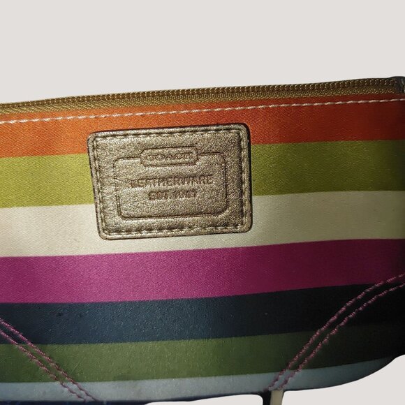 Coach Legacy Stripe Wristlet Leatherware Clutch Multicolor Colorful Small Bag - Picture 8 of 16
